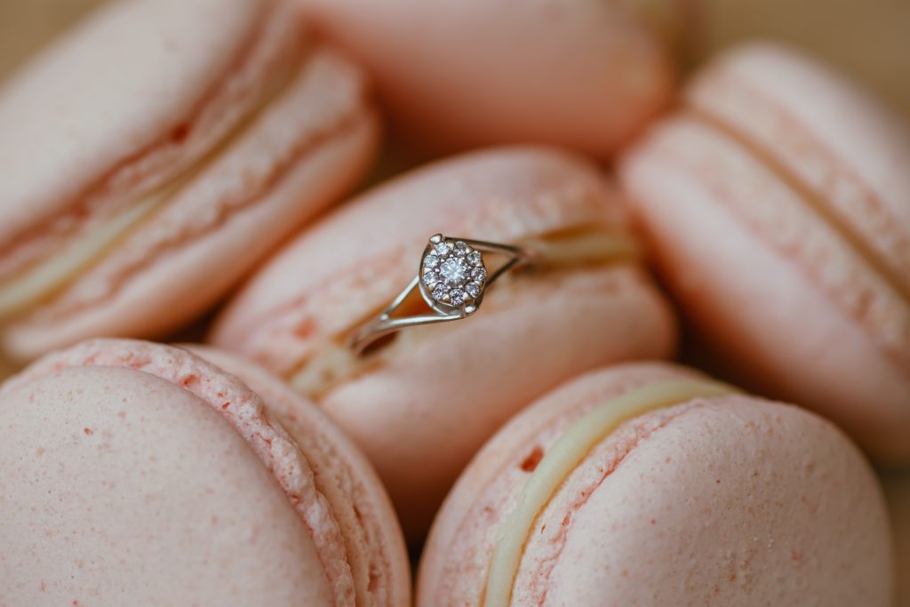 Engagement ring in macaroons